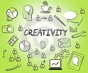 Creativity Icons Means Symbols Create And Creation