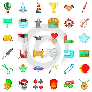 Creativity icons set, cartoon style