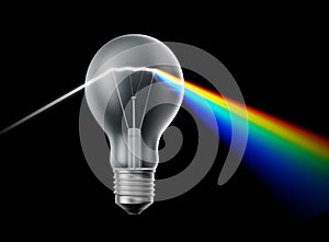 Creativity and innovation concept - bulb prism