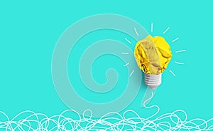 Creativity inspiration,ideas concepts with lightbulb from paper