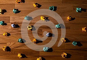 Creativity inspiration,ideas concepts with paper crumpled ball photo