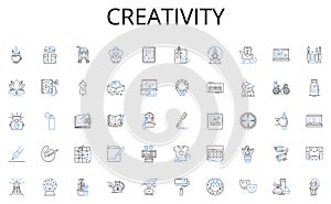 Creativity line icons collection. Development, Advancement, Progression, Growth, Success, Achievement, Ascension vector