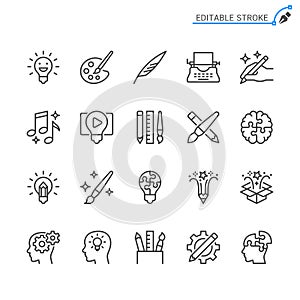 Creativity line icons. Editable stroke