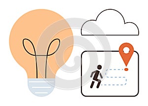 Creativity and Navigation Concept with Lightbulb, Cloud, and Map Marker