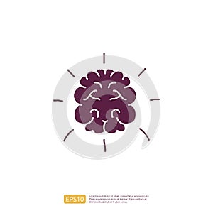 creativity related doodle icon concept with brain symbol. Creative design, idea, Inspiration, brainstorming, startup and think