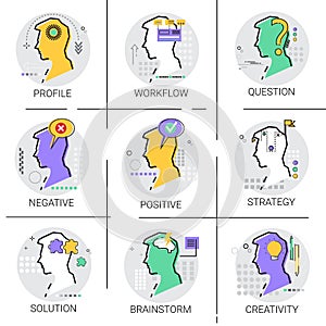 Creativity Think New Idea Brainstorm Creative Process Business Workflow Approve Icon Set