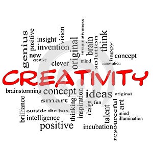 Creativity Word Cloud Concept Red Black