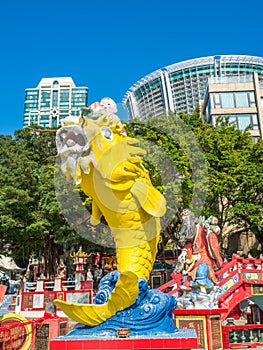 Creature sculptures in shrine, Hong Kong