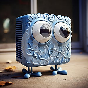 Cute Monster Air Conditioner With Lensbaby Effect In Cubo-futurism Style photo