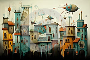 Creatures and buildings in flight