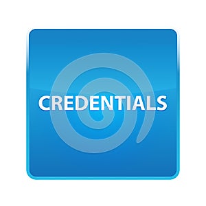 Credentials shiny blue square button