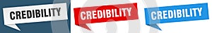 credibility banner. credibility speech bubble label set. photo