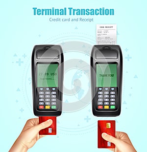 Credit Bank Card Payment Receit Set