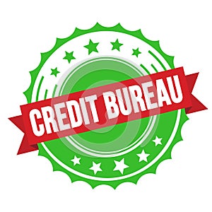 CREDIT BUREAU text on red green ribbon stamp