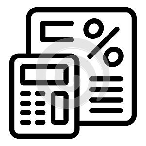 Credit calculator icon outline vector. Tax deduction