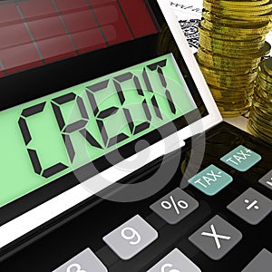 Credit Calculator Shows Financing Borrowing Or Loan photo