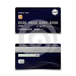Credit card with abstract design isolated on white background