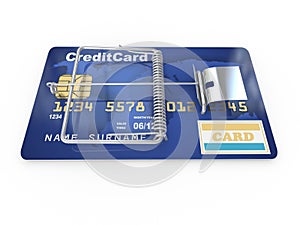 Credit card as mousetrap. Conceptual image photo
