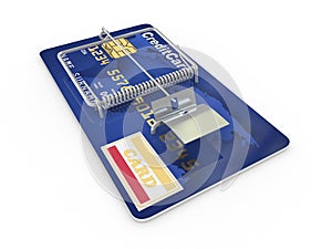 Credit card as mousetrap. Conceptual image photo