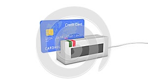 Credit card being swiped in machine and accepted