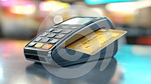 a credit card being swiped for a refund transaction photo