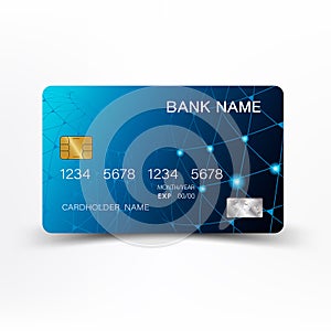 Credit card blue on white background. With inspiration from the abstract. Glossy plastic style. Vector illustration design .