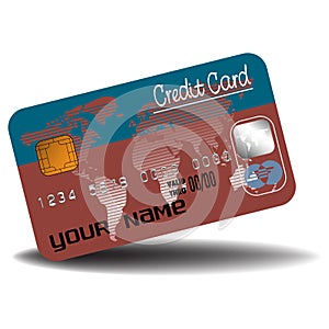 Credit card in brown and blue