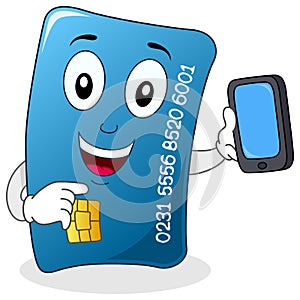 Credit Card with Cell Phone Character