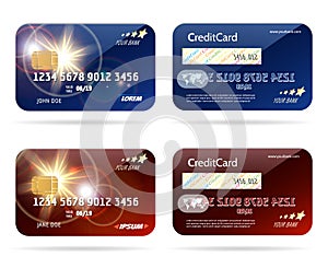 Credit card with chip icons