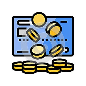 credit card coins bank payment color icon vector illustration