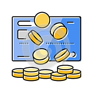 credit card coins bank payment color icon vector illustration