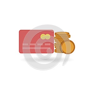 Credit card coins icon. Simple illustration of credit card coins icon for web design isolated on white background
