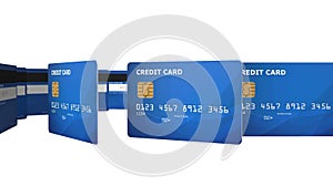 Credit card concept rotating in the space