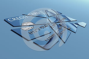 Credit card cut into pieces