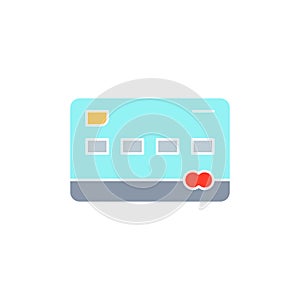 Credit card, debit payment, bank card white outline icon. Shopping, online banking, finance symbol design.