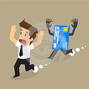 Credit card debt hunt businessman