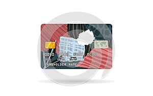 Credit card design cartoon colorful abstract isolated on white background.