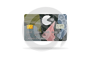 Credit card design cartoon colorful abstract isolated on white background.