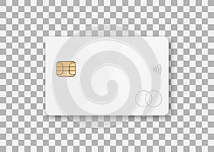 Credit card design. Mockup credit card on transparent background. White credit card template. Vector illustration