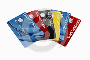 Credit card fanned out