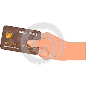 Credit card in hand vector icon illustration