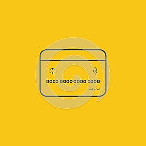 Credit Card icon. pay icon line in flat design on orange background