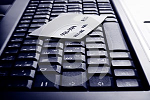 Credit card on keyboard