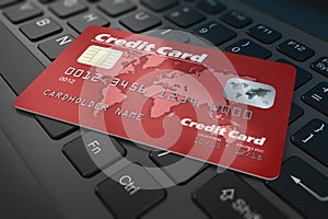 Credit card on keyboard