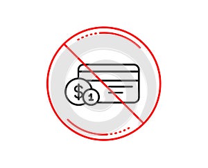 Credit card line icon. Payment card with Coins. Vector