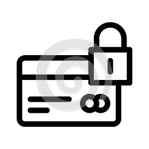 Credit card with lock icon isolated. Locked bank card. Security, safety, protection concept