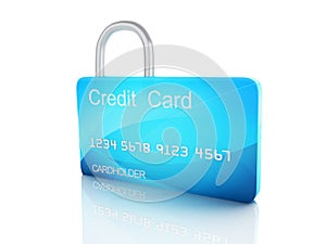 Credit Card and lock.safe banking concept on white background