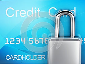 Credit Card and lock.safe banking concept on white background