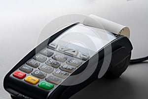 Credit card machine in online payment concept
