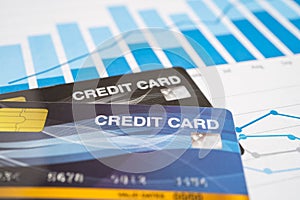 Credit card model on chart and graph spreadsheet paper